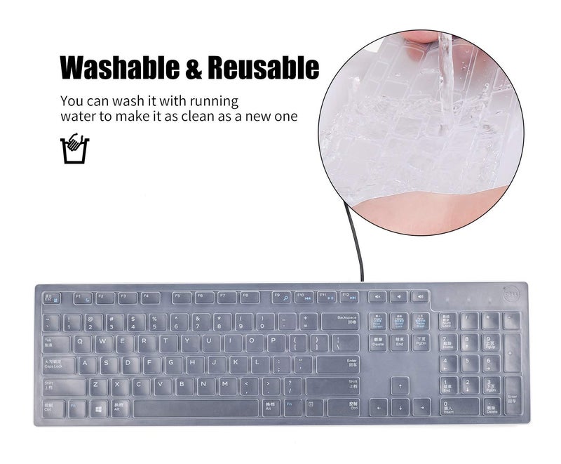 iKammo Dell Keyboard Cover Skins - Compatible with Dell KB216 Wired Keyboard & Optiplex 5250/3050/3240/5460/7450/7050 & Inspiron AIO 3475/3670/3477 Desktops - Image 4